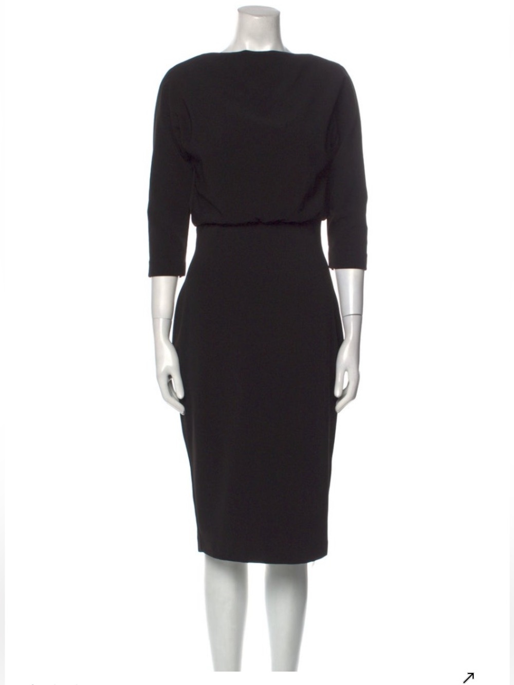Badgley Mischka Black Midi Sheath Dress with Boat Neck